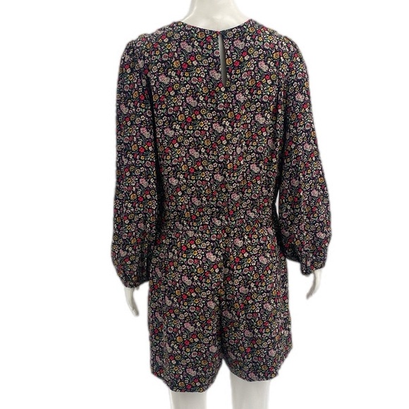 LOFT Multicolor Floral Garden Faux Wrap Ladderback accent Romper Pockets - Picture 6 of 11
